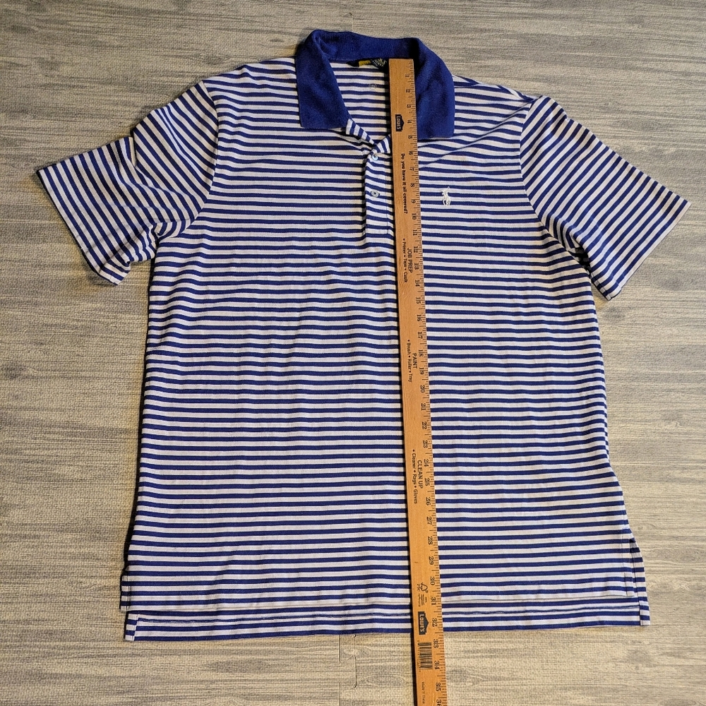 Men’s Ralph Lauren Golf, Short Sleeve Polo, Blue & White Striped, Summer, Sz XL - Picture 9 of 16